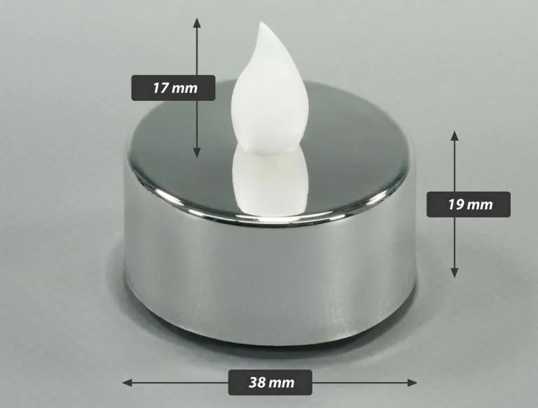 Set decorativ de lumini de ceai cu LED-uri, argintiu, 4 buc.