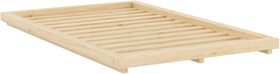 Pat în culoare naturală din lemn de pin fără tăblie cu somieră 120x200 cm Dock – Karup