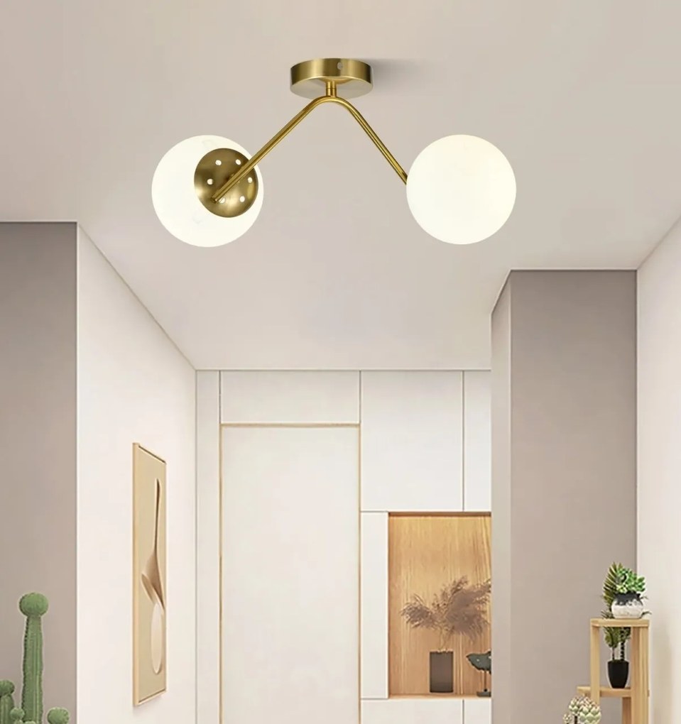 Lustra model N36377-2 – 2 x E27, abajururi elegante, finisaj auriu