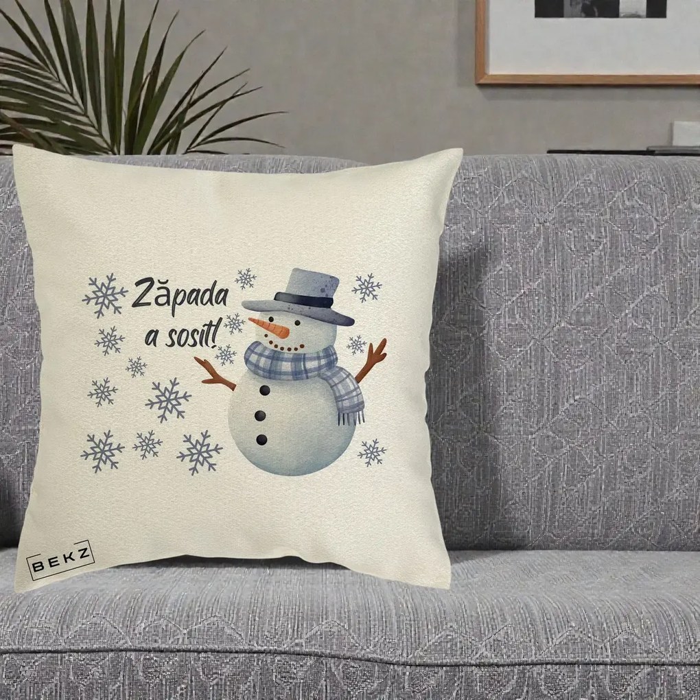 Perna Decorativa Zapada a Sosit Om de Zapada, 40x40 cm, Ecru, Husa Detasabila, Perna Inclusa, BEKZ®