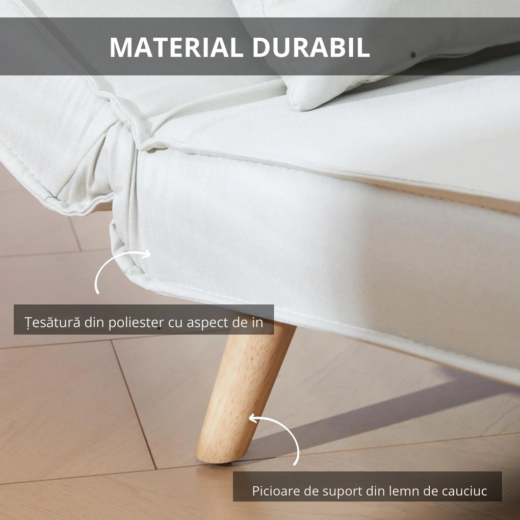 HOMCOM Fotoliu Pat 3 in 1 cu Spatar Rabatabil, Bej