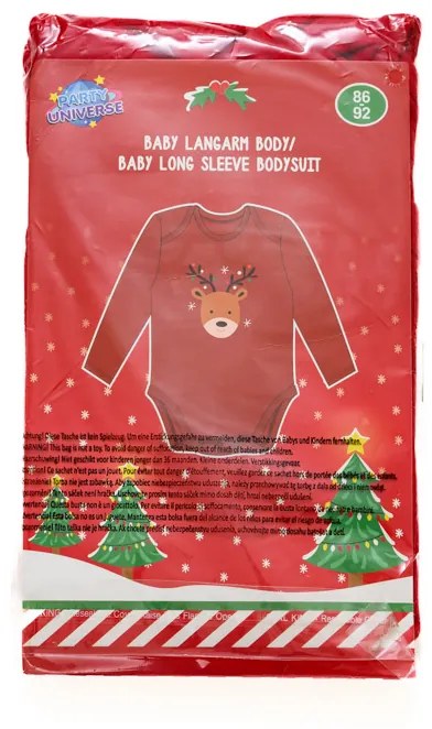 Body pentru copii cu maneca lunga CHRISTMAS GIRLS rosu - diferite marimi Marime: 74 - 80