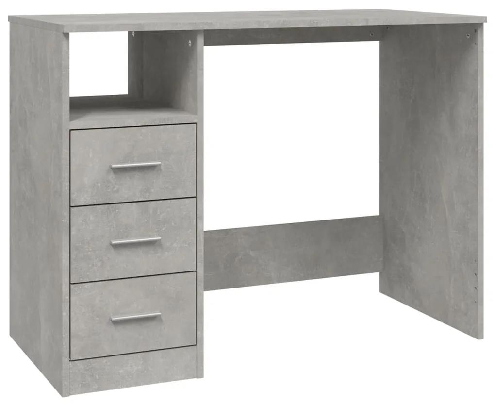 823036 vidaXL Birou cu sertare, gri beton, 102x50x76 cm, lemn prelucrat