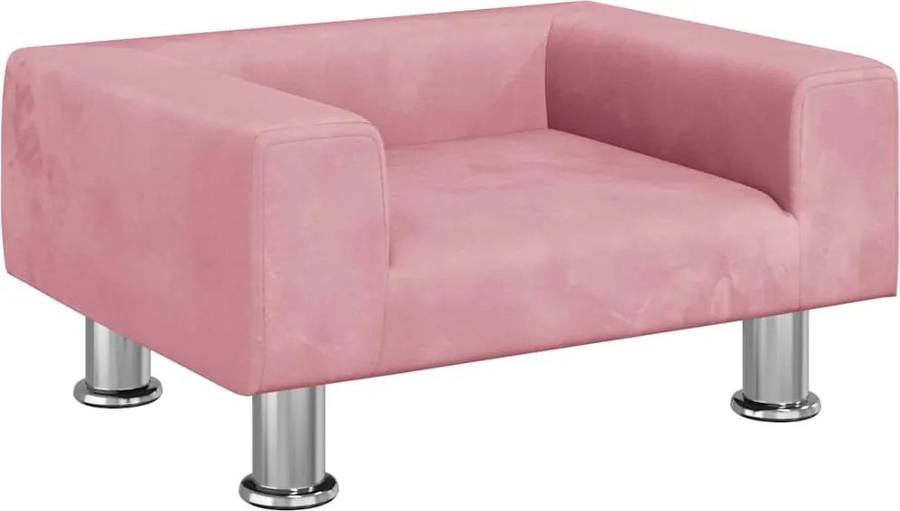 vidaXL Pat de câini, roz, 50x40x26,5 cm, catifea