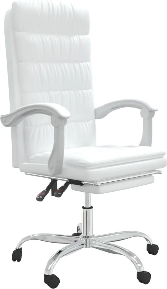 vidaXL Fotoliu de birou rabatabil, alb, piele ecologică