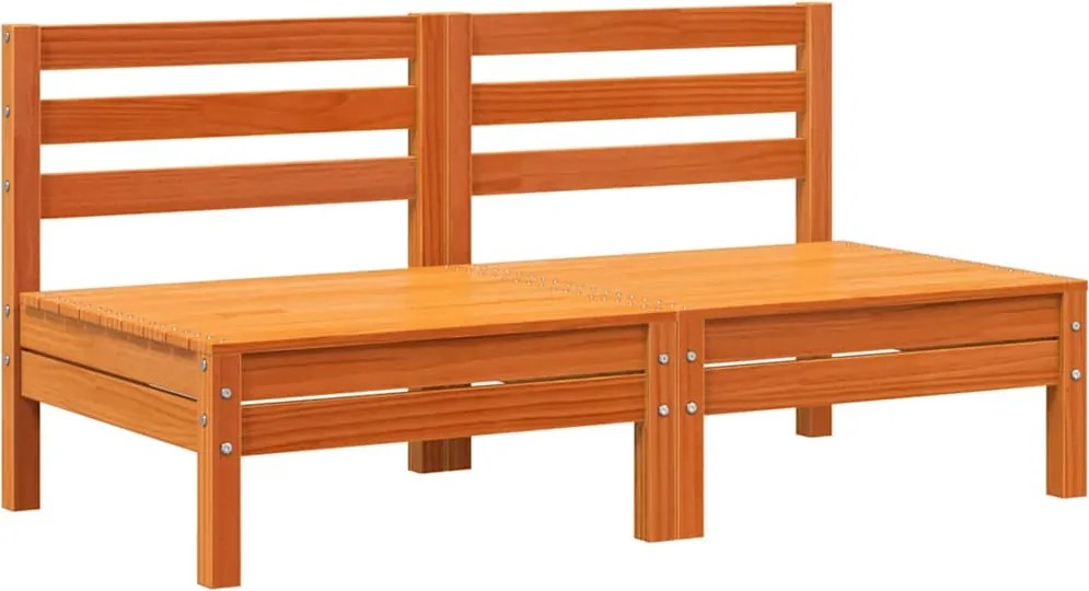 vidaXL Canapea grădină fără cotiere 2 buc. maro ceruit, lemn masiv pin