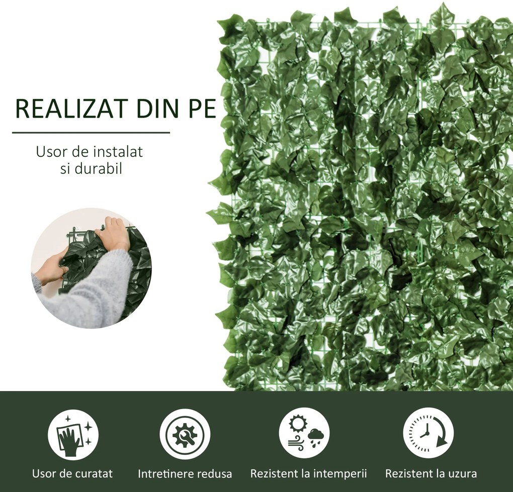 Gard viu artificial Outsunny, anti-UV, 240x100cm, verde inchis | Aosom Romania