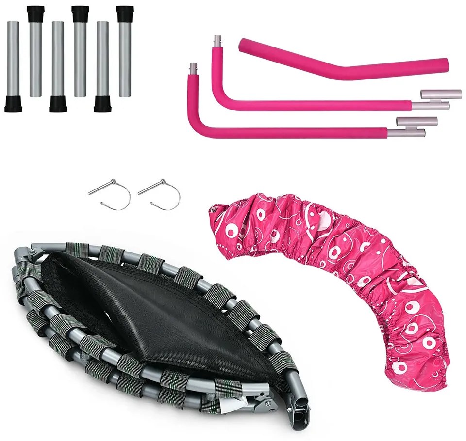 Trambulină pliabilă pentru copii cu mâner, roz