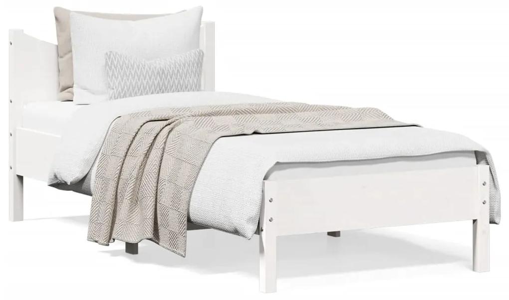 844734 vidaXL Cadru de pat, alb, 100x200 cm, lemn masiv de pin