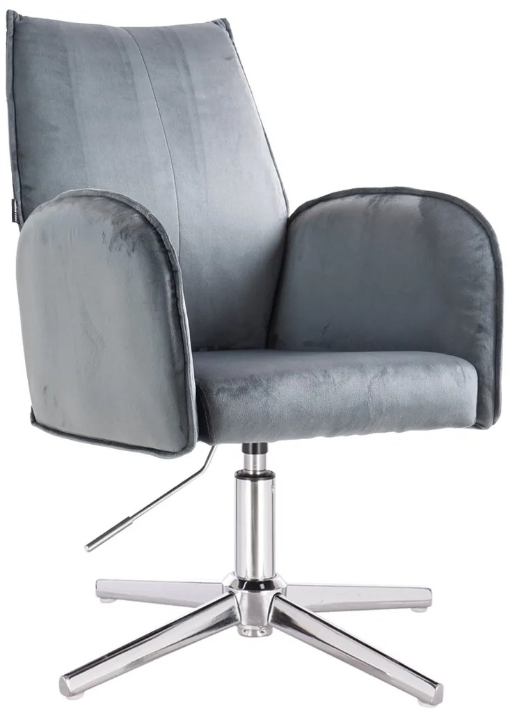 HR280CROSS Scaun Grafit din Catifea cu Bază Cromata