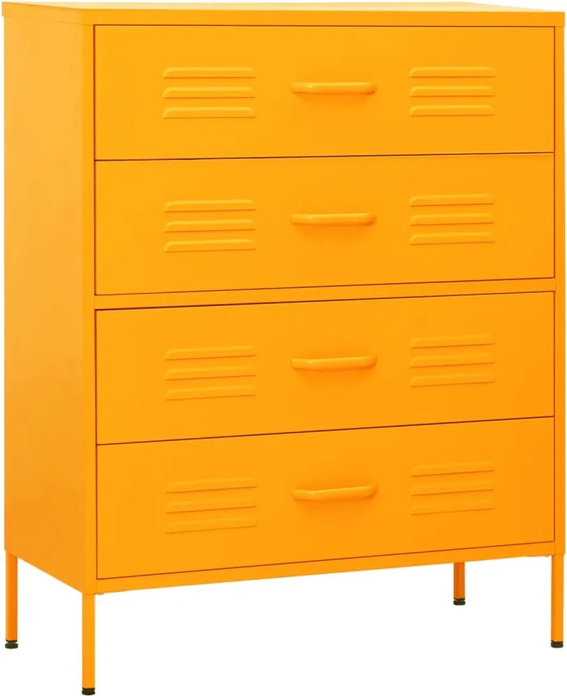 vidaXL Comodă cu sertare, galben muștar, 80x35x101,5 cm oțel