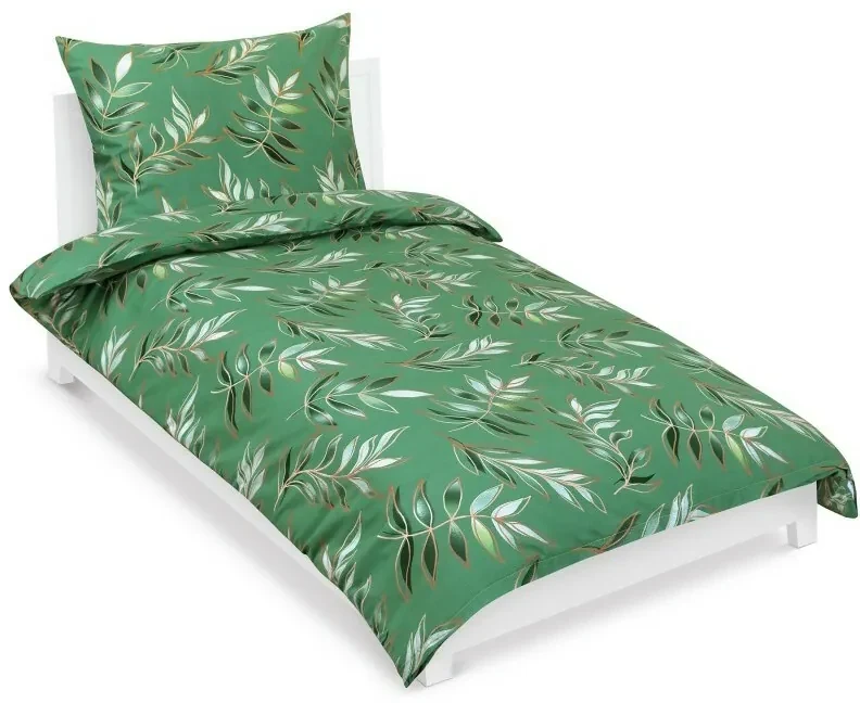Lenjerie de pat din bumbac Bellatex Frunză verde, 140 x 200 cm, 70 x 90 cm