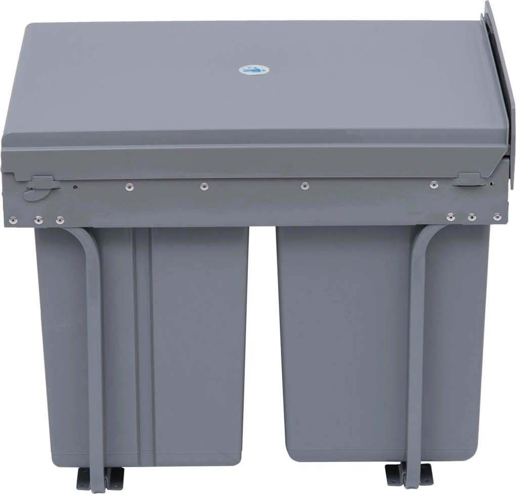 Homcom Cos Gunoi Ecologic 40L – 3 Compartimente Separate, Gri | Aosom Romania