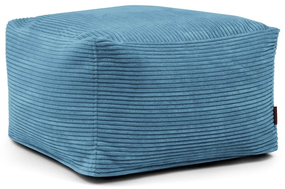 Fotoliu bean bag albastru cu tapițerie din catifea reiată Softbox MooG – SLOWDOWN