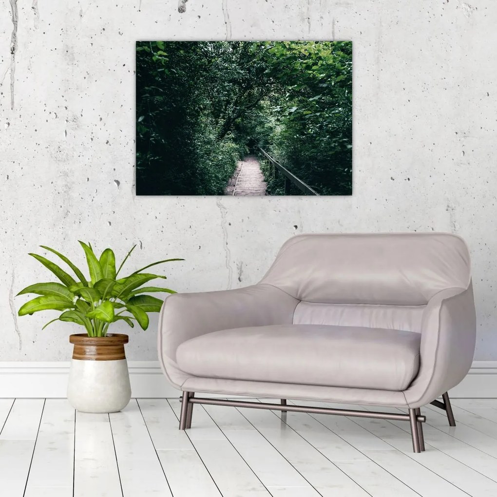 Tablou pe sticlă - Drumul prin pădure (70x50 cm)