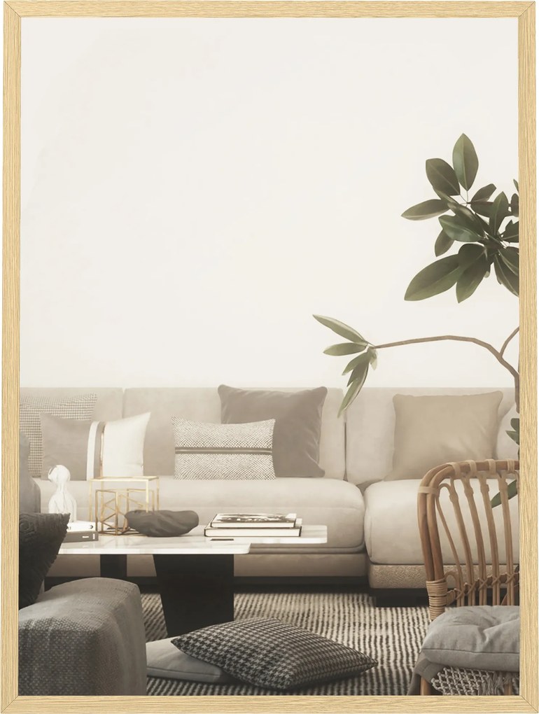 HOMCOM Oglindă de perete dreptunghiulară 80 x 60 cm, ramă din lemn natural, ideală pentru baie, living sau dormitor | Aosom Romania