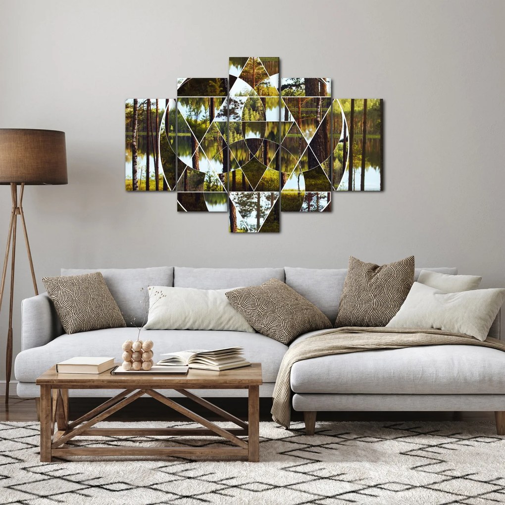 Tablou - Colaj geometric pe fundalul pădurilor nordice (150x105 cm)