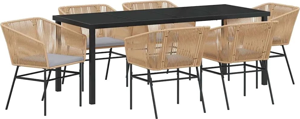 vidaXL Set de masă pentru grădină 7 pcs Maro Oțel vopsit electrostatic