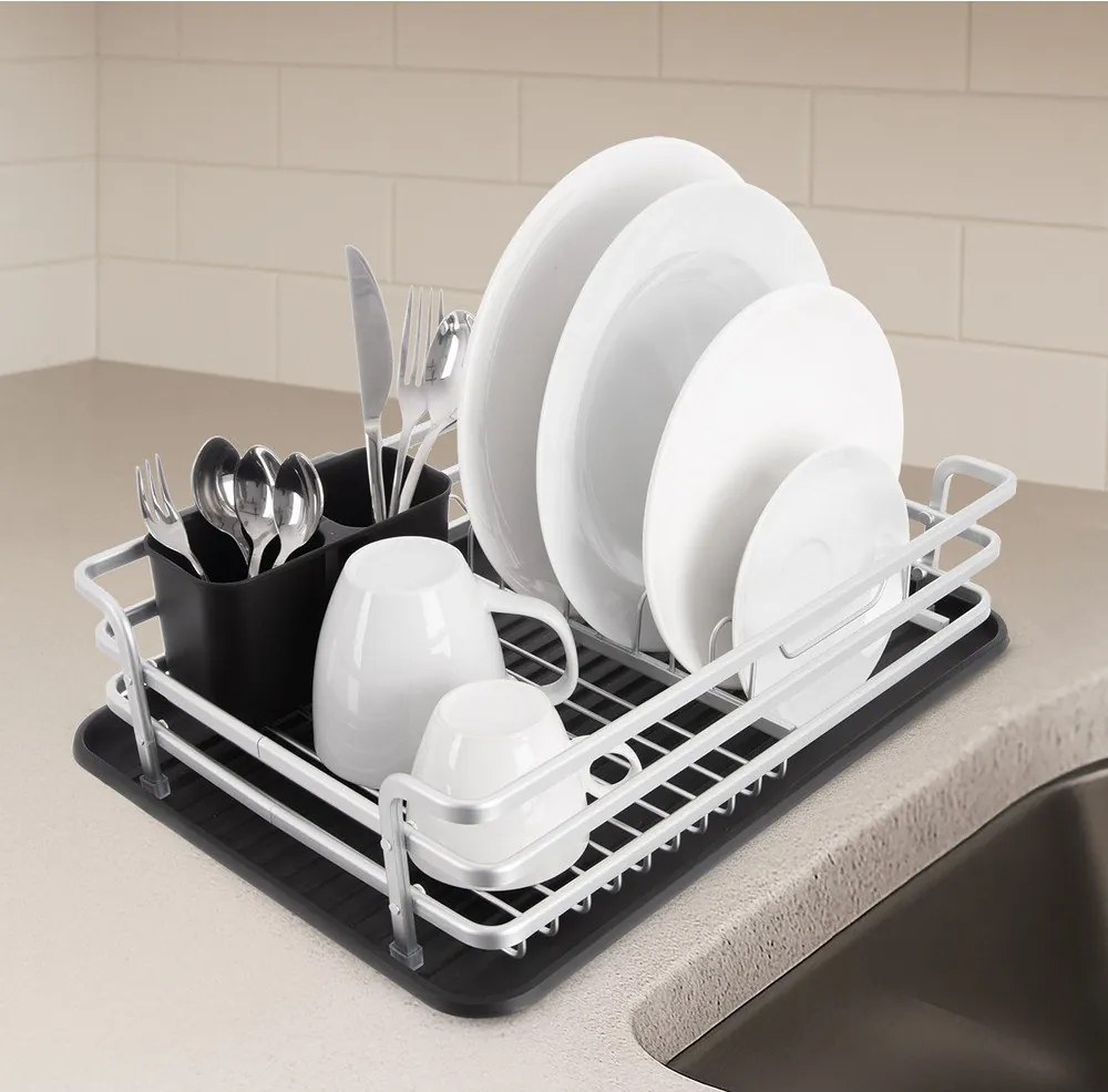 Scurgător de vase alb-negru din metal 43x32 cm Deluxe – Orion