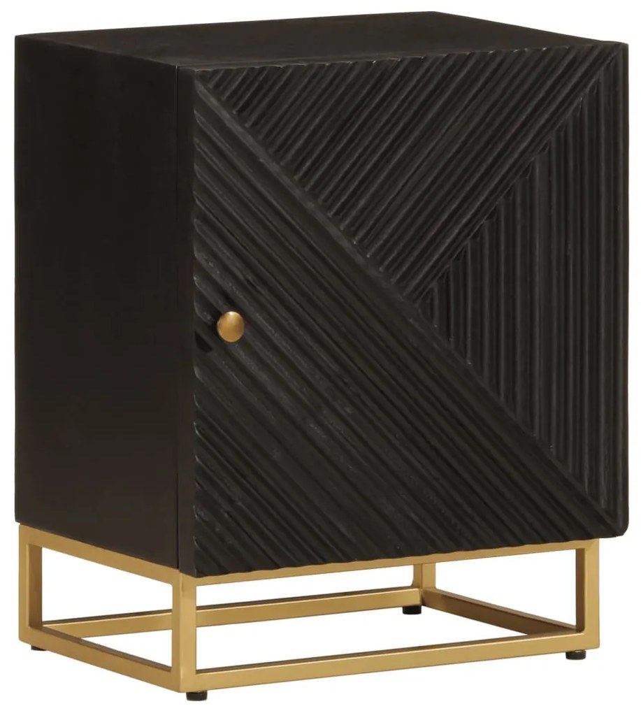 vidaXL Noptieră, neagră, 40x30x50 cm, lemn masiv de mango și fier