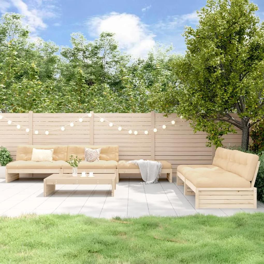 3186151 vidaXL Set mobilier relaxare de grădină & perne 6 piese lemn masiv pin