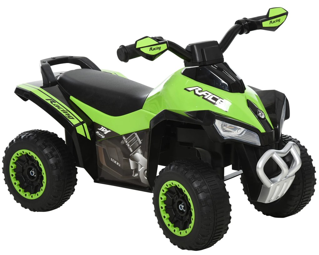 HOMCOM Mini ATV, Motocicletă pentru Copii 18-36 Luni cu Melodii Integrate și Ghidon Larg, 67,5x38x44 cm, Verde | Aosom Romania