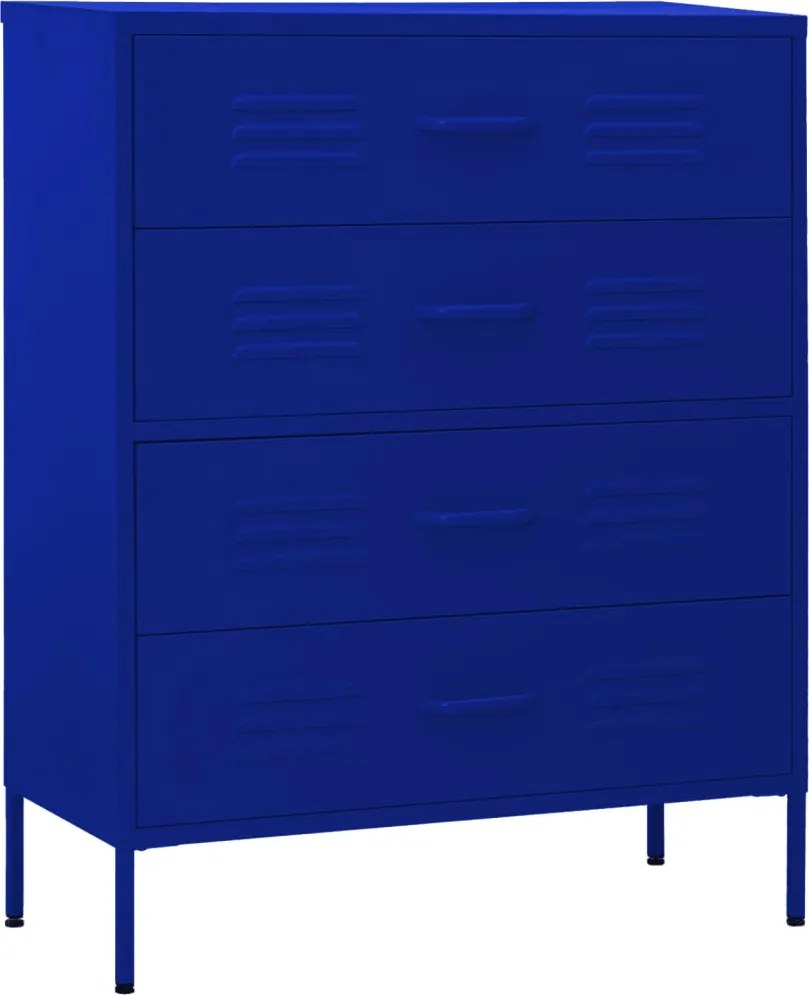 vidaXL Comodă cu sertare, bleumarin, 80x35x101,5 cm, oțel