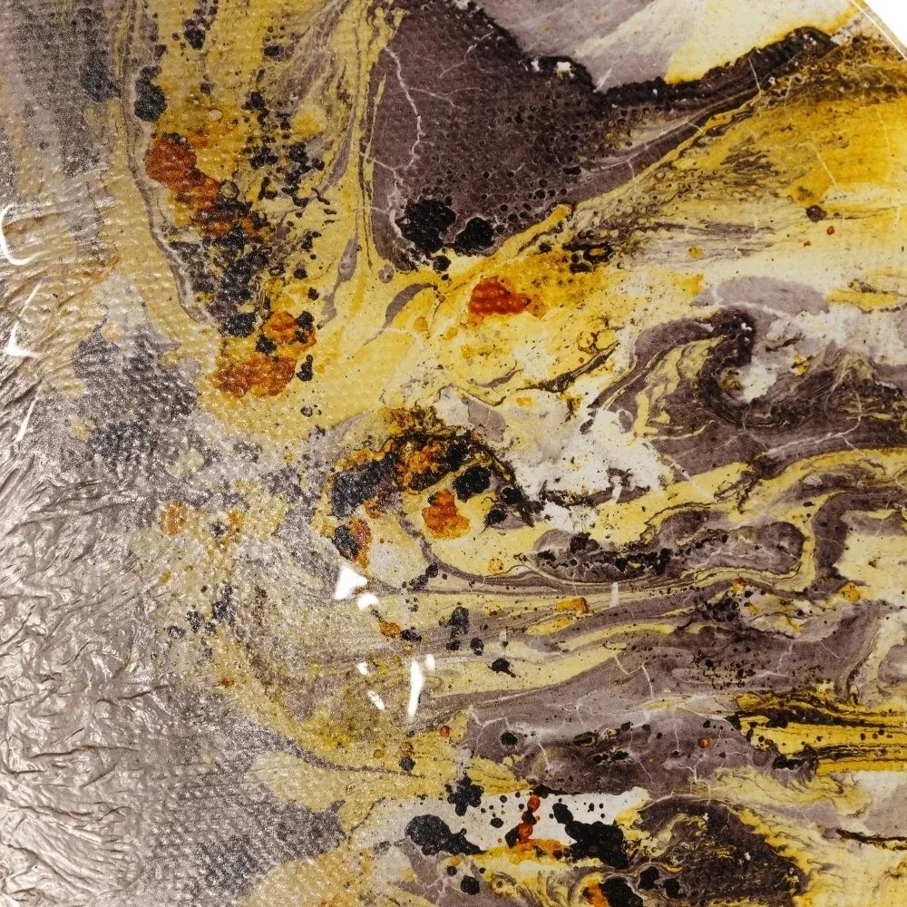 Platou decorativ din sticla Centro Galben-gri, 40cm SX-105310