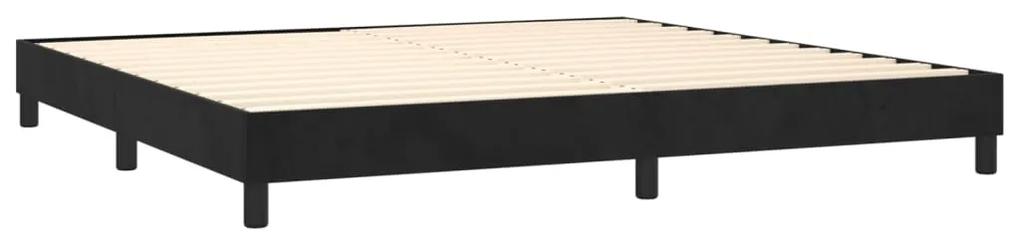 Pat box spring cu saltea, negru, 200x200 cm, catifea Negru, 200 x 200 cm, Benzi orizontale