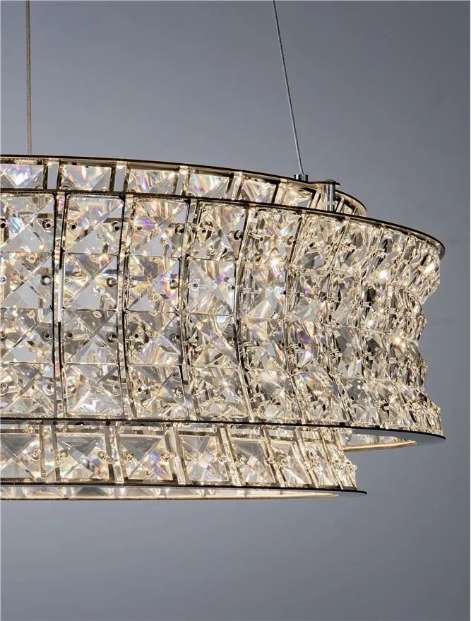 Lustra suspendata LED crom, cristale sticla CELYSIA 60cm