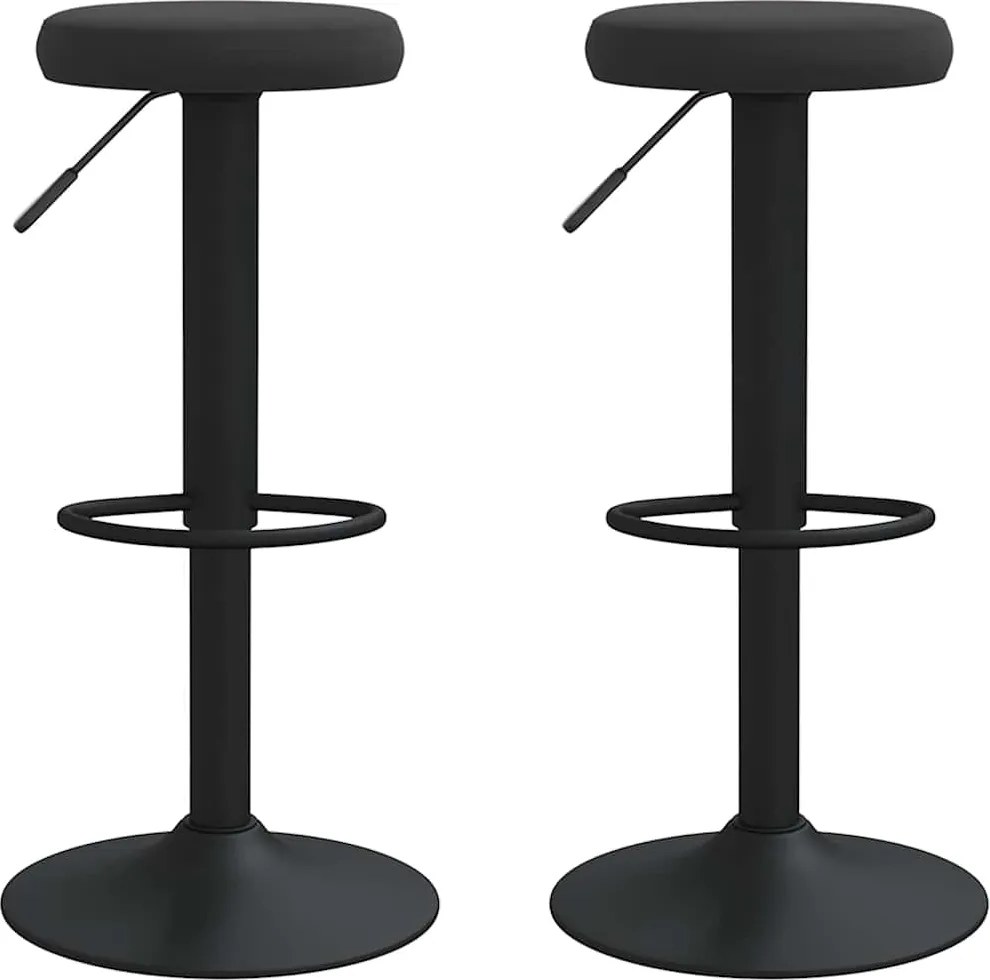 vidaXL Scaune de bar, 2 buc., negru, catifea