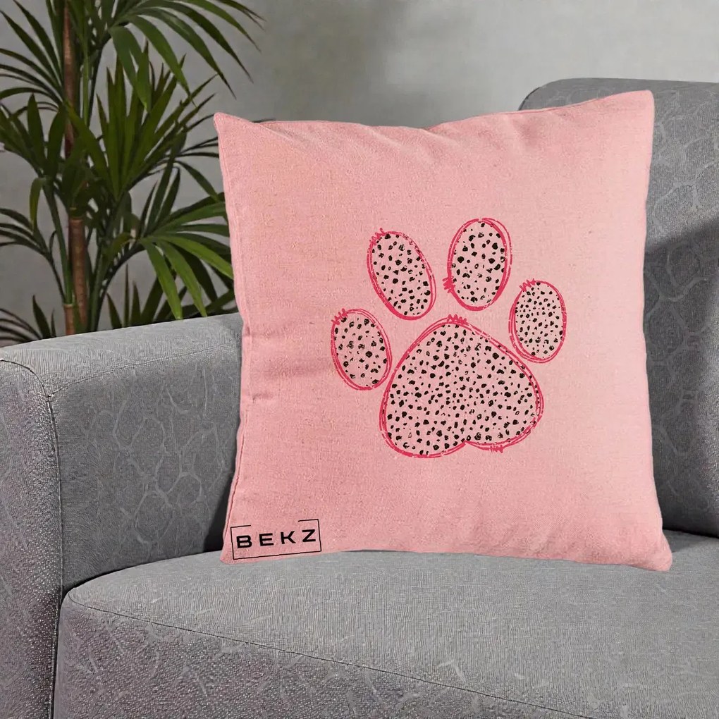 Perna Personalizata Labuta Dalmatian Roz Neon, 40x40 cm, Roz, Husa Detasabila, Perna Inclusa, BEKZ®