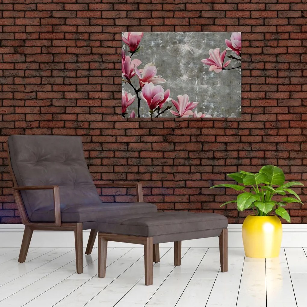 Tablou pe sticlă cu flori (70x50 cm)