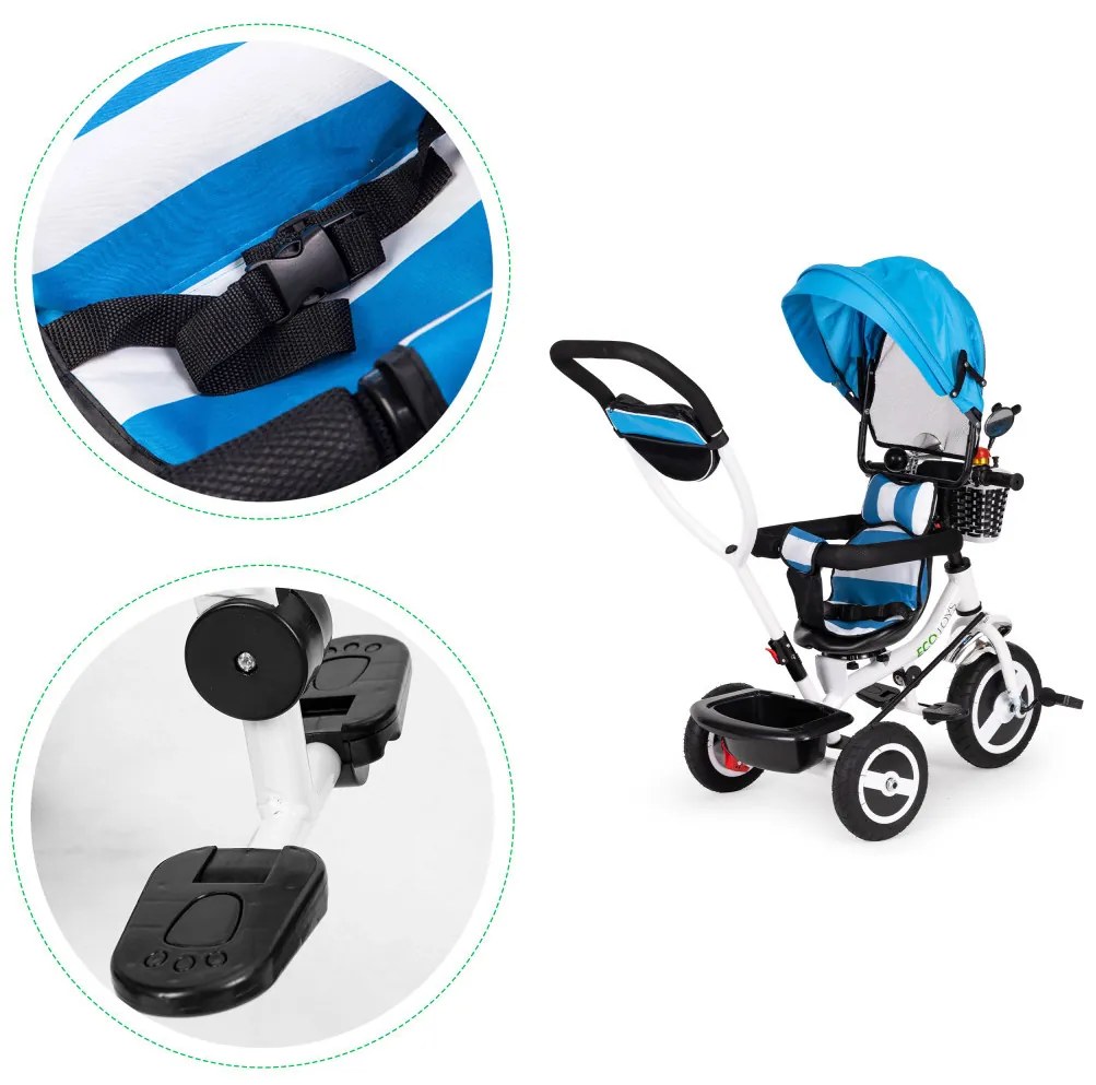 Tricycle tricycle tricycle swivel awning with durable tyres blue