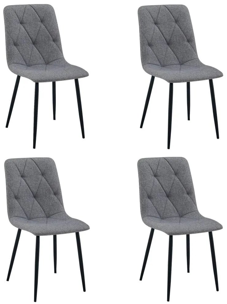 Set 4 Scaune Bucatarie/Dining Fido Material Textil Gri