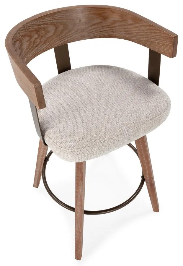 Scaune de bar crem/în culoare naturală cu cotiere 2 buc. tapițate Ilia – MOME