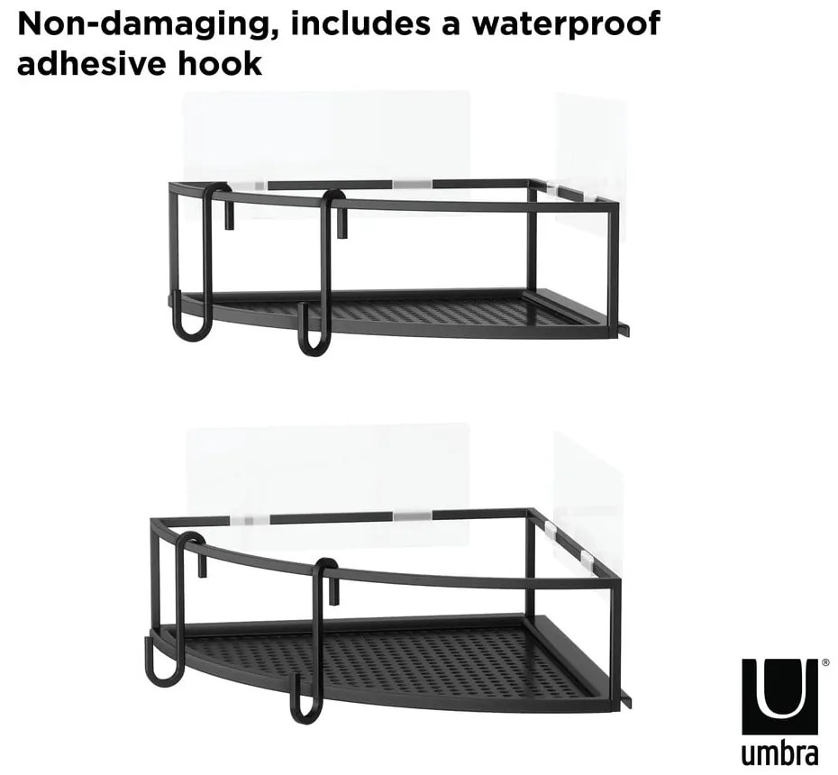 Rafturi negre de colț autoadezive din oțel 2 buc. Cubiko – Umbra