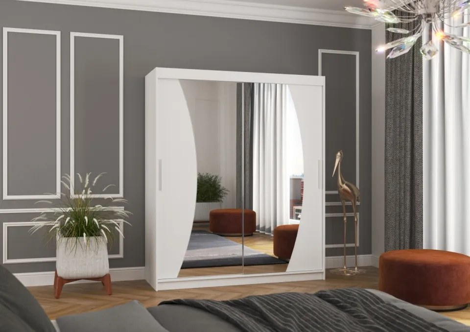 Dulap cu usi glisante si oglinda 180x215 cm, Dolores, ADRK Furniture (Culoare: Ciocolata)