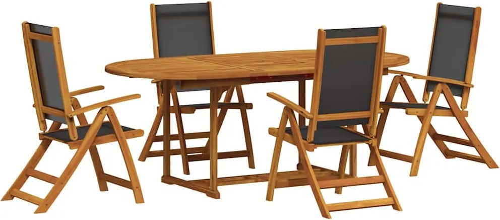 vidaXL Set mobilier de grădină, 5 piese, lemn masiv acacia/textilenă
