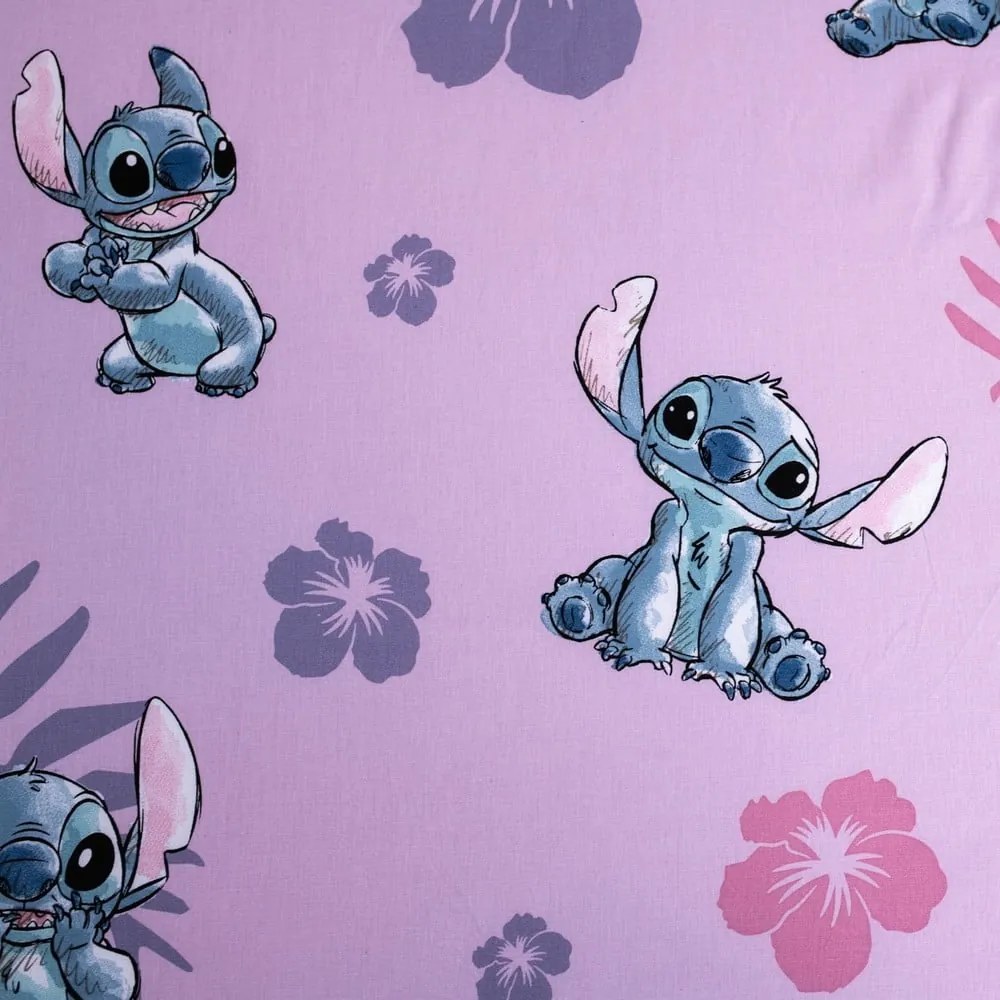 Cearceaf pentru copii din bumbac pentru pat de o persoană cu elastic 90x200 cm Lilo and Stitch – Jerry Fabrics