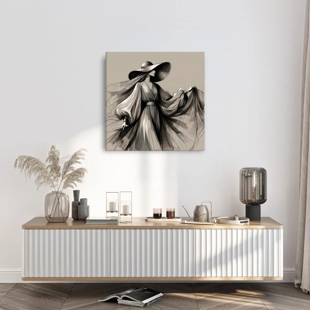 Tablou femeie în rochie vaporoasă