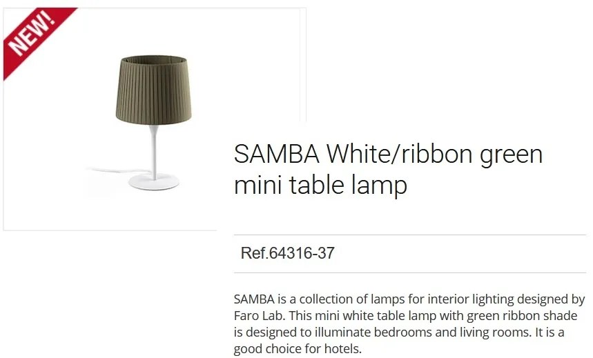 Veioza / Lampa de masa moderna design elegant SAMBA mini alb/verde 64316-37