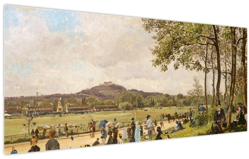 Tablou - French 19th Century, Race Course at Longchamps, reproducere (120x50 cm)