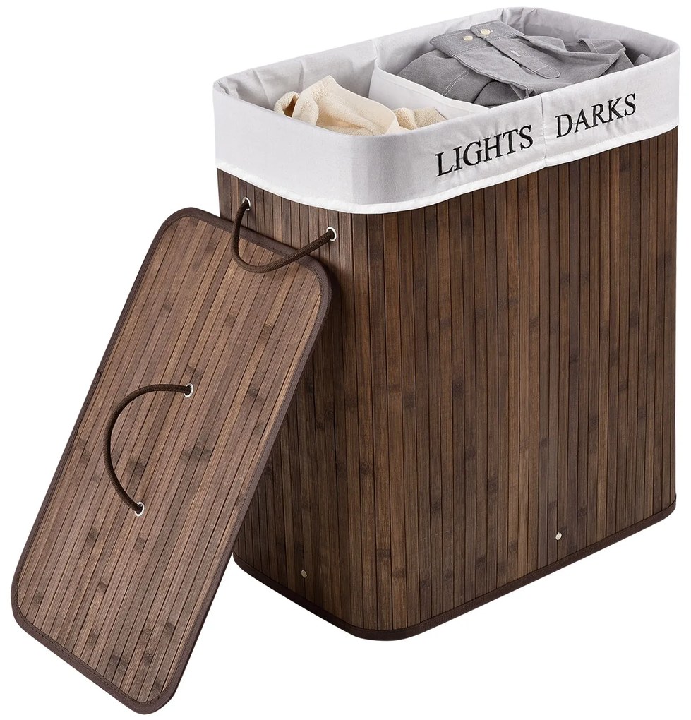 Juskys Cos de rufe din bambus Curly 100 litri, maro