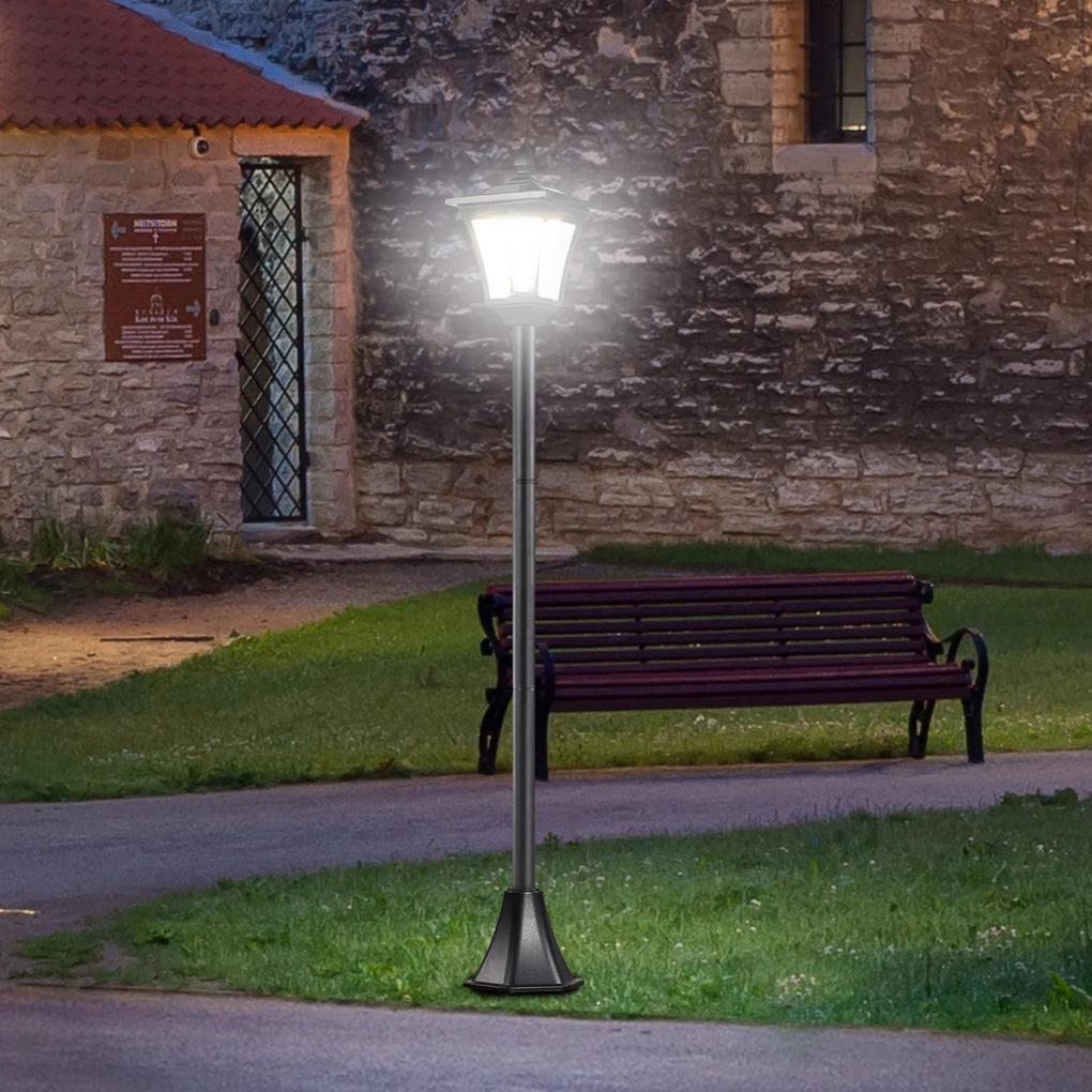 Outsunny Lanternă Solară pentru Grădină, Felinar LED cu Panouri Solare, Design Modern, 18x18x160 cm, Negru | Aosom Romania
