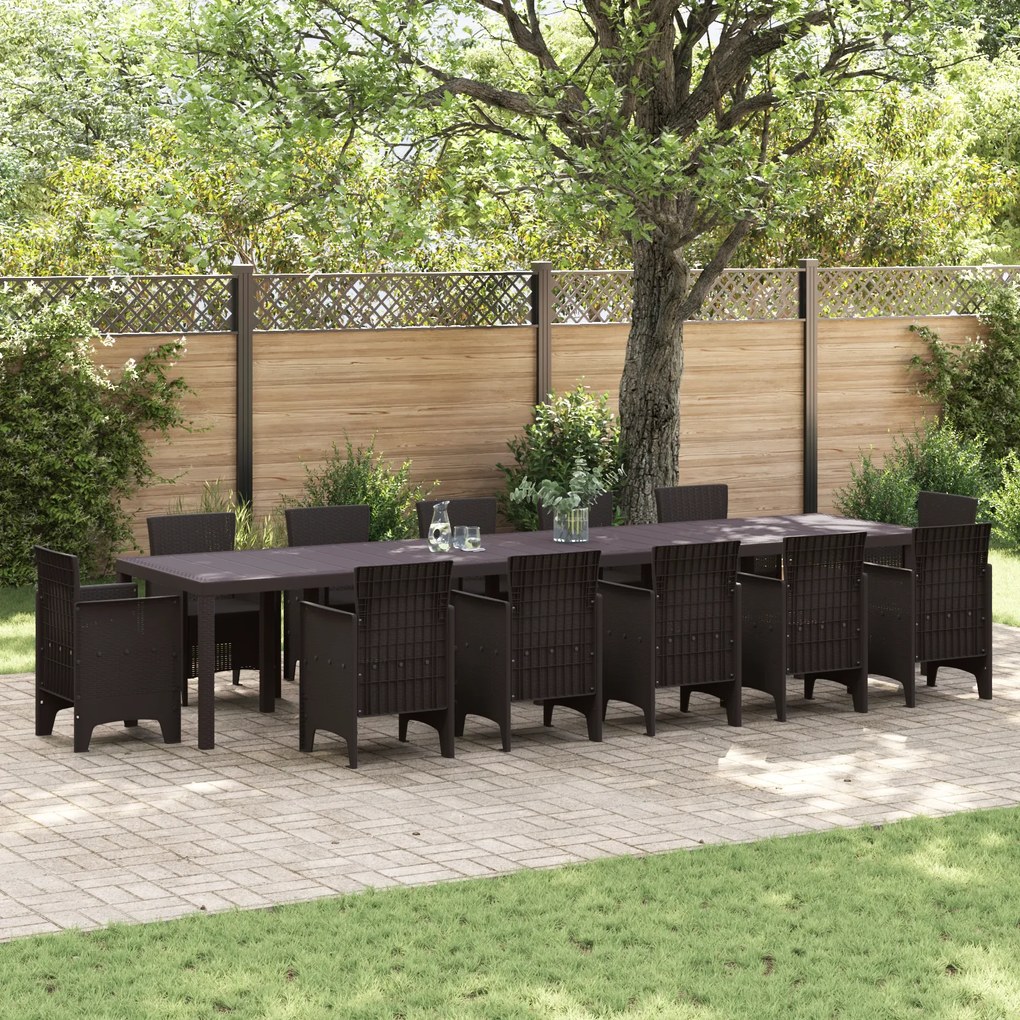 vidaXL Masă de Grădină Maro 400 x 100 x 73 cm poliratan