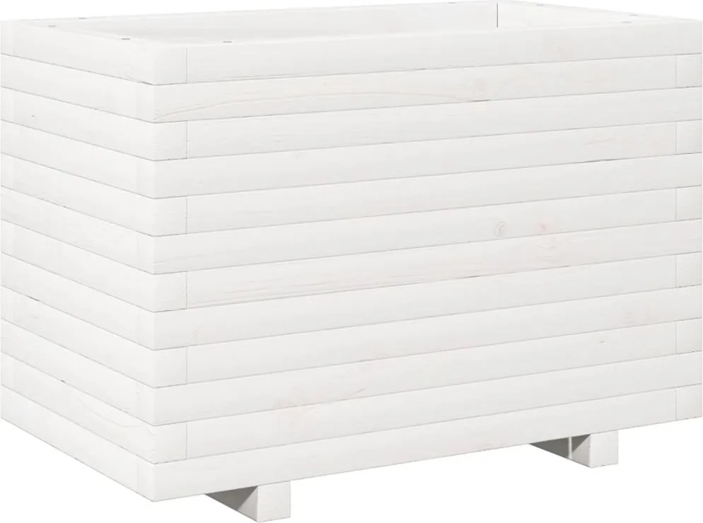 vidaXL Jardinieră de grădină, alb, 70x40x49,5 cm, lemn masiv de pin