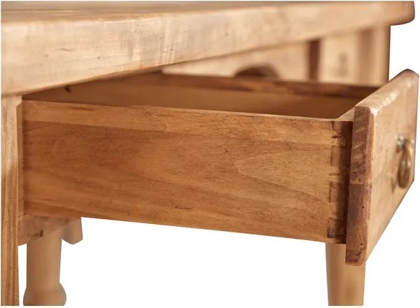 Birou, L184 92 H78 cm, 2 sertare, natur antichizat, lemn masiv