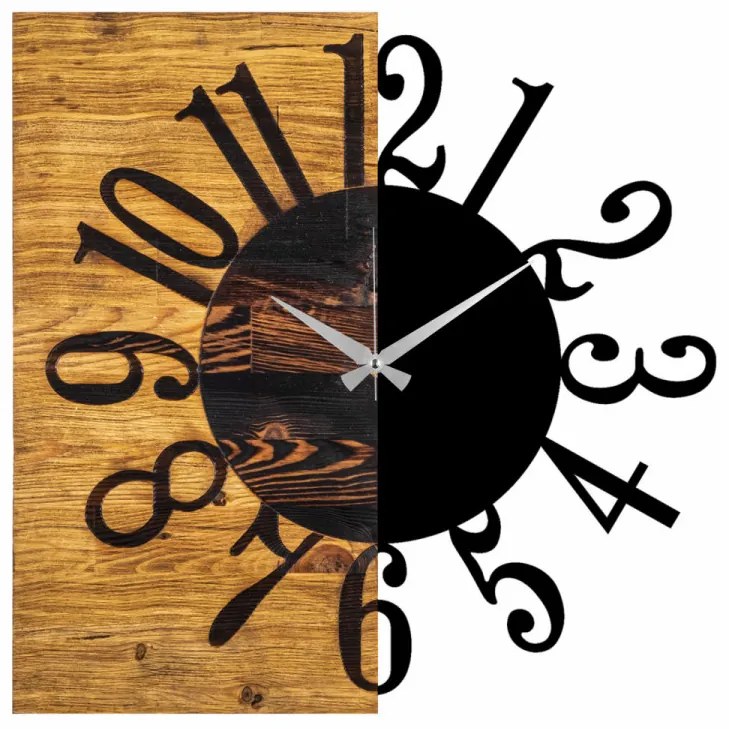 Ceas Decorativ de Perete Wooden Clock 7, Lemn / Metal