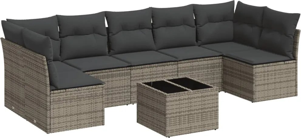 vidaXL Set canapele de grădină cu perne, 8 piese, gri, poliratan
